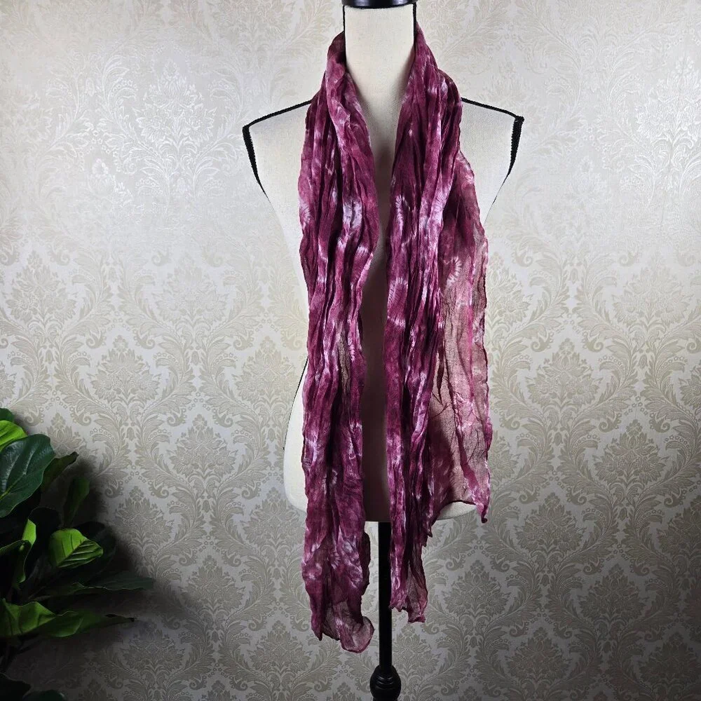 Miley Cyrus Max Azria Pink White Tie Dye Scarf Heart Pattern Lightweight